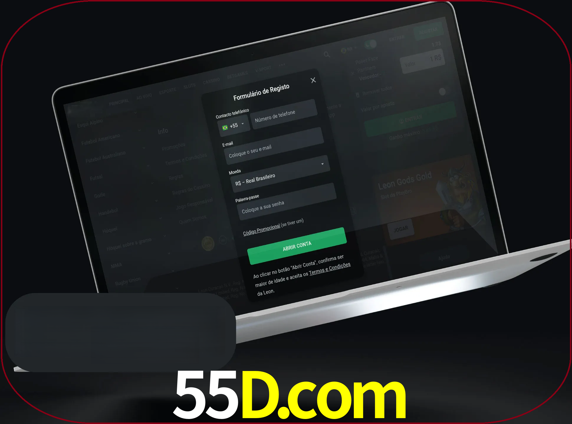 Abra o site da LeonBet e crie sua própria conta.