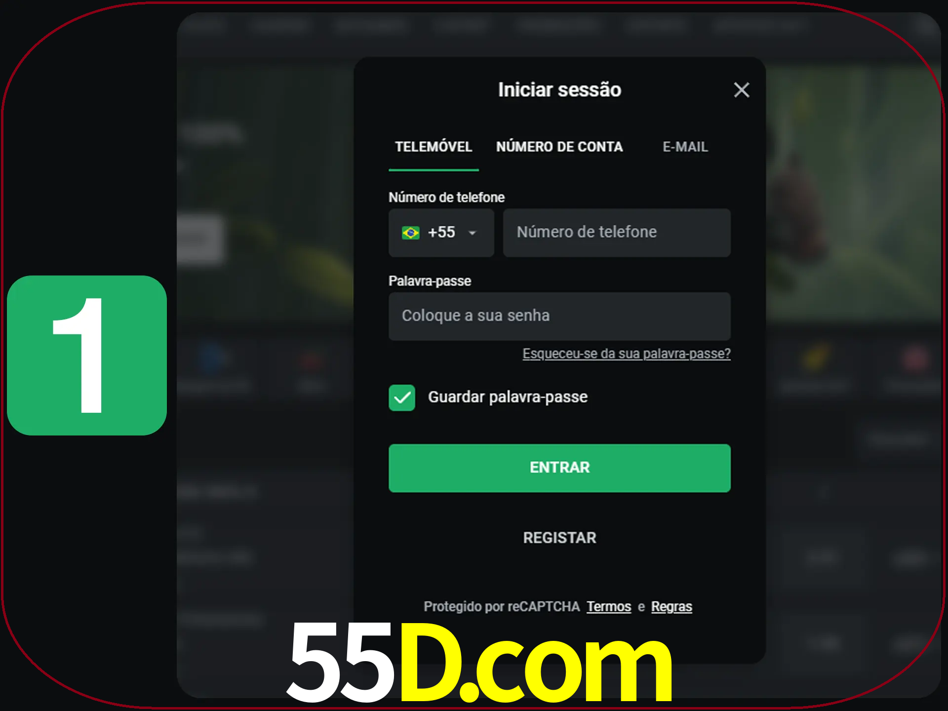 Clique no botão Entrar.